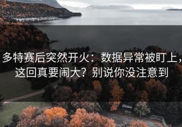 多特赛后突然开火：数据异常被盯上，这回真要闹大？别说你没注意到
