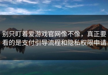 别只盯着爱游戏官网像不像，真正要看的是支付引导流程和隐私权限申请
