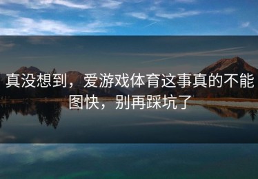 真没想到，爱游戏体育这事真的不能图快，别再踩坑了