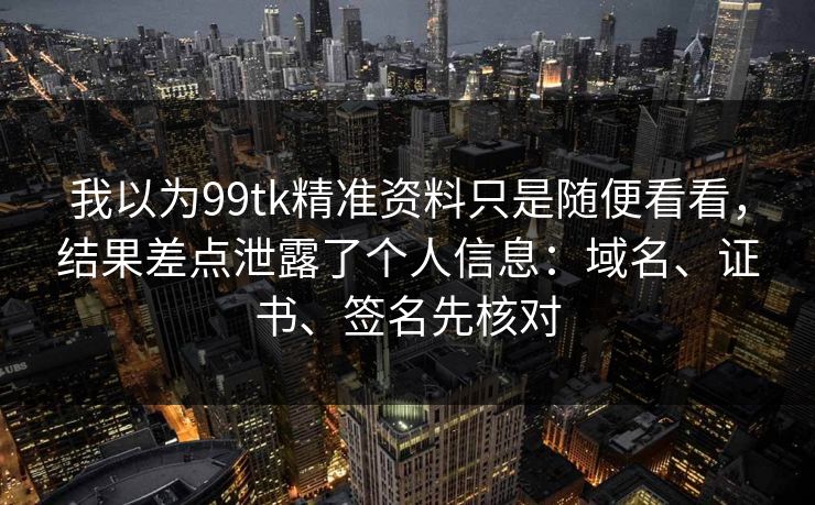 我以为99tk精准资料只是随便看看，结果差点泄露了个人信息：域名、证书、签名先核对