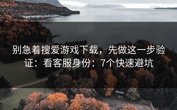 别急着搜爱游戏下载，先做这一步验证：看客服身份：7个快速避坑